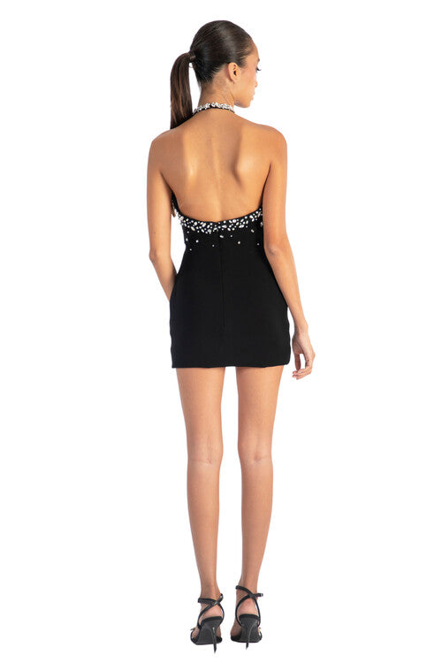 Midnight Spark Halter Dress