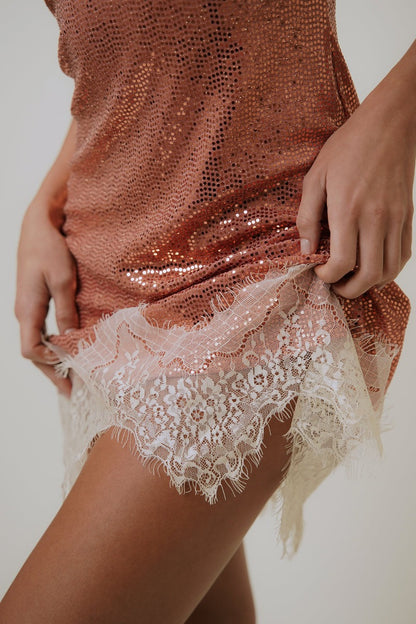 Rose Glimmer Mini Dress