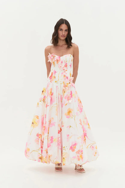 Golden Garden Strapless Gown