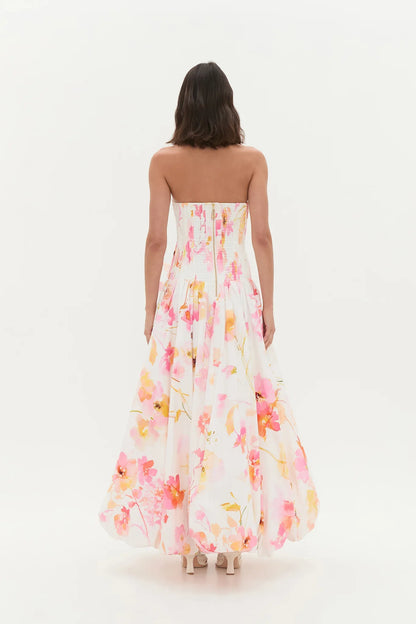 Golden Garden Strapless Gown