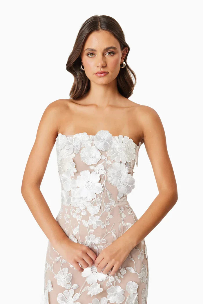 Ivory Garden Lace Midi Dress