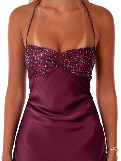 Burgundy Halo Gown
