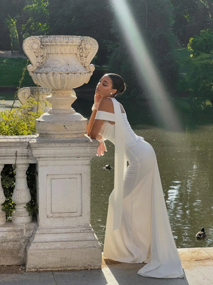 Ivory Satin Floor-Length Skirt