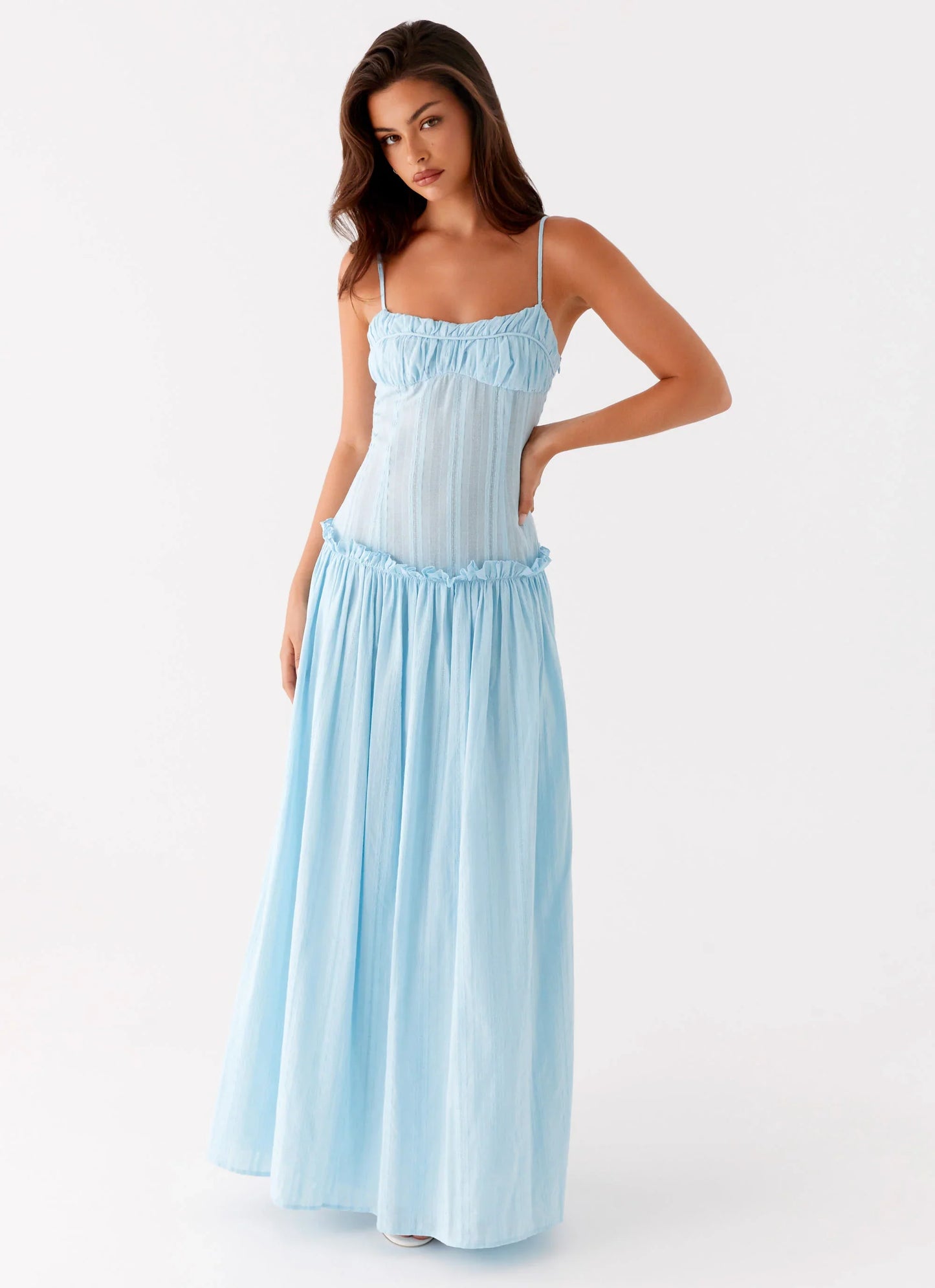 Azure Haven Tiered Maxi Dress