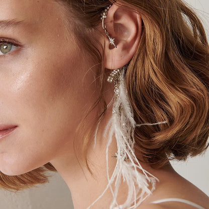 Rhinestone Feather Earrings – Party Glam Accessory