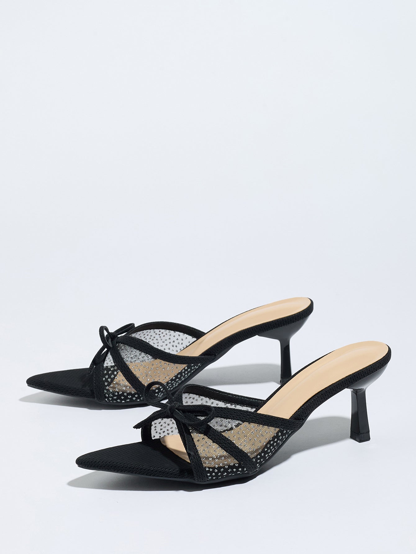 Noir Celestia Star Mesh Kitten Heels