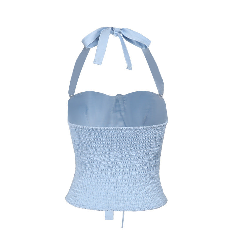 Blue Celeste Bow Corset Top