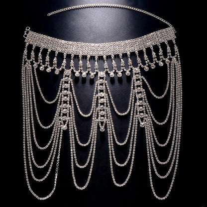 Rhinestone Tassel Shoulder Chain – Glam Dress Accessory
