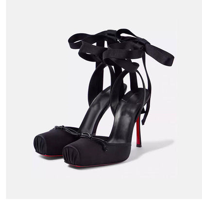 Noir Ballet Lace Heels
