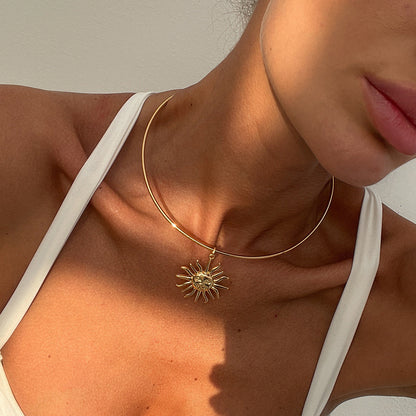 Soléa Vintage Sun Pendant Necklace
