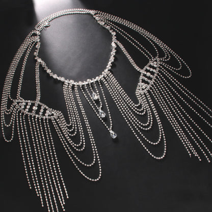 Rhinestone Tassel Shoulder Chain – Glam Dress Accessory