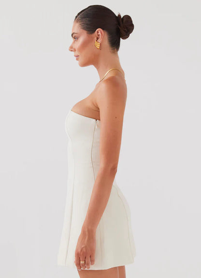 Ivory Strapless Mini Dress